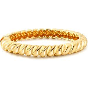 ⭐Women Gold Cable cuff Chunky Gold Thick Hinged Minimalist Bangles